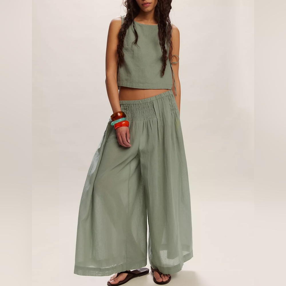 FREE PEOPLE Rising Sun Pants NWT in Lily Pad